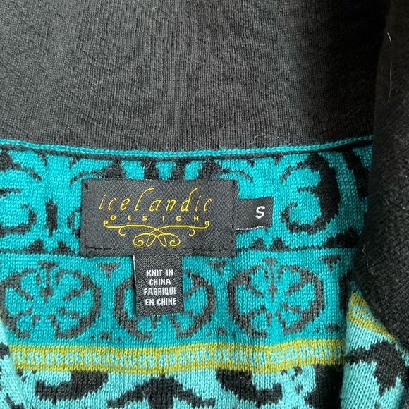 Icelandic Design Women's Wool Blend Nordic Fair Isle Zip Up Cardigan Sweater - Picture 2 of 7